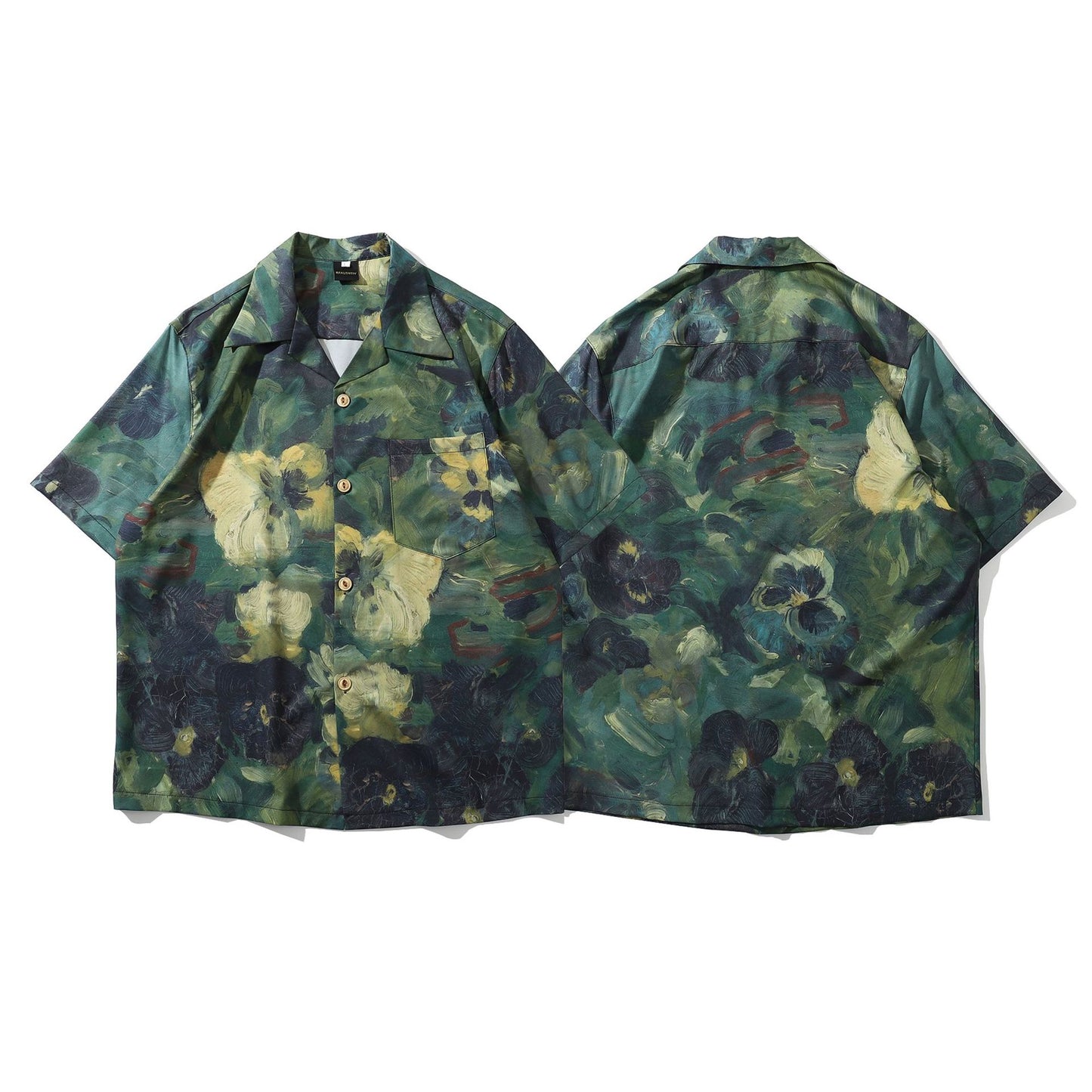 Men's retro oil painting beach shirt