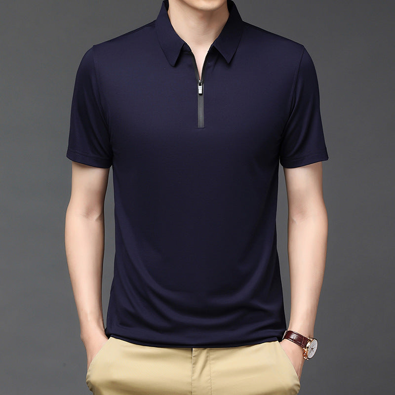 Man's Polo Shirts Short Sleeve Shirt T-Shirt Ice silk zipper
