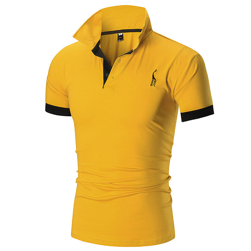 Men's Summer Large Size Embroidery Logo Slim Fit Business Casual Lapel Collar Polo Shirts Golf Shirt