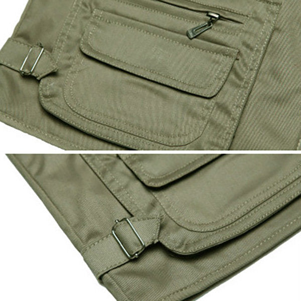Cotton Multi Pockets Loose Fishing Outdoor Vest for Men
