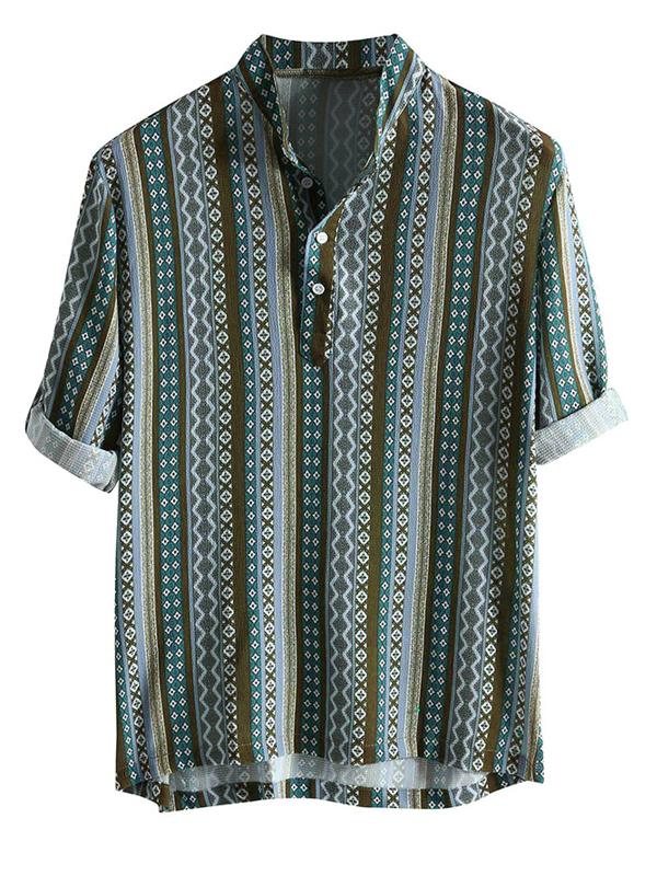 Men Printed Casual Short Sleeves Shirt