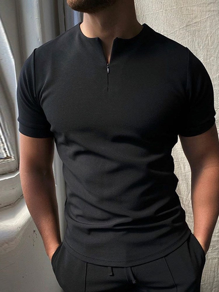 Men's Summer Large Size Splicing Slim Fit Business Casual Lapel Collar Polo Shirts Golf Shirt
