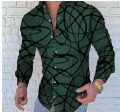 Men's Printed Casual Slim Long Sleeved Shirt