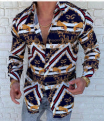 Men's Printed Casual Slim Long Sleeved Shirt