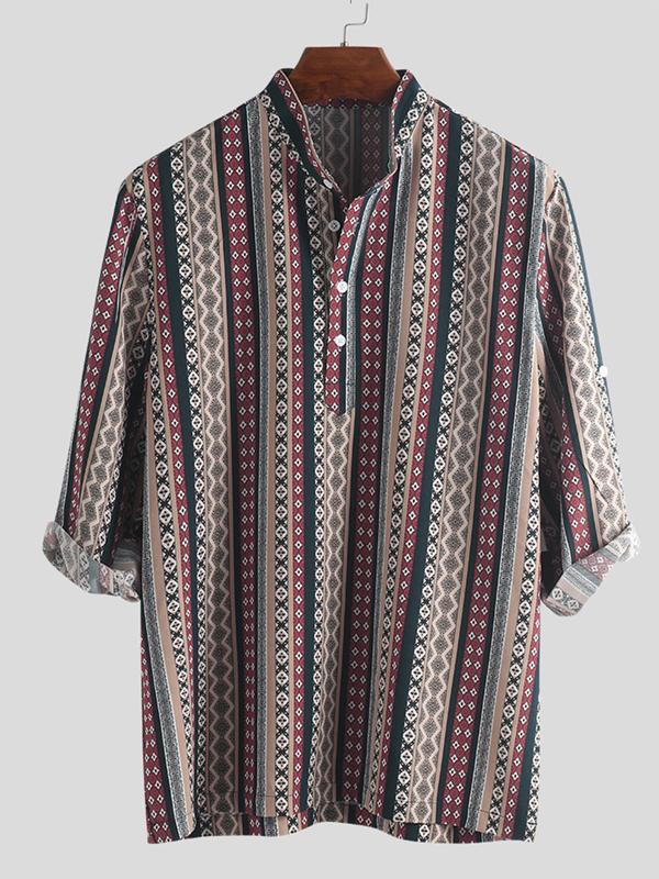 Men Printed Casual Short Sleeves Shirt