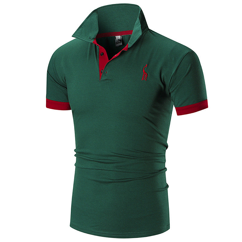 Men's Summer Large Size Embroidery Logo Slim Fit Business Casual Lapel Collar Polo Shirts Golf Shirt