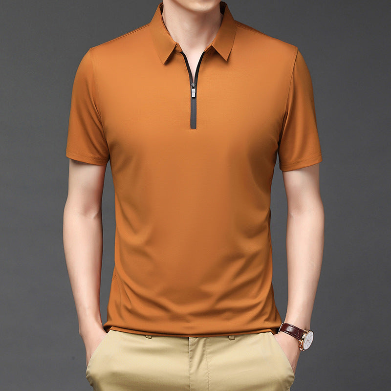 Man's Polo Shirts Short Sleeve Shirt T-Shirt Ice silk zipper