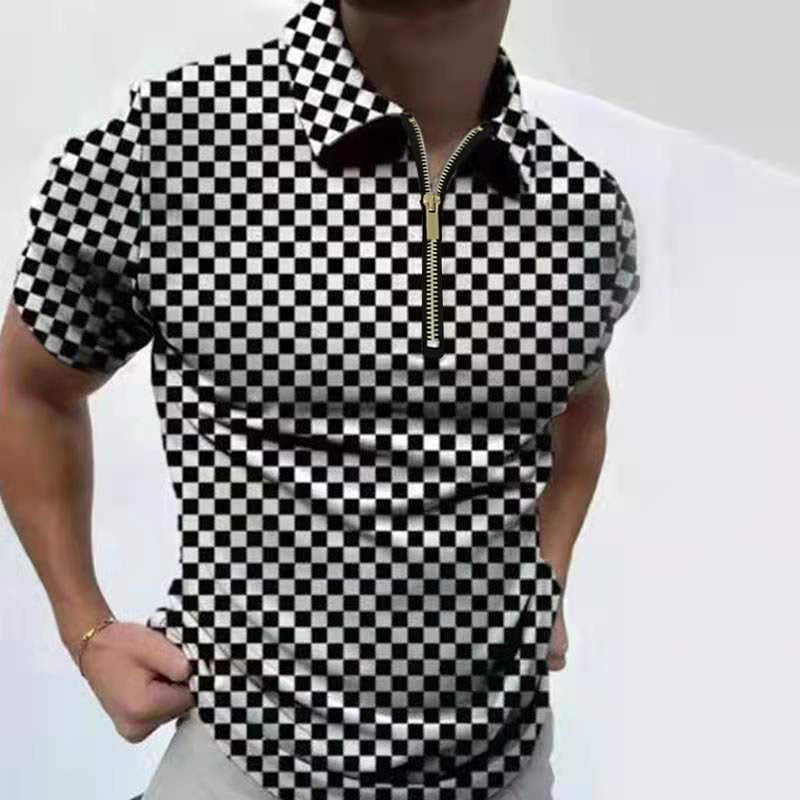 Men's Summer Large Size Splicing Slim Fit Business Casual Lapel Collar Polo Shirts Golf Shirt