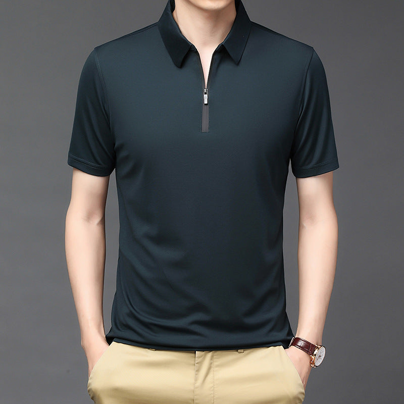 Man's Polo Shirts Short Sleeve Shirt T-Shirt Ice silk zipper