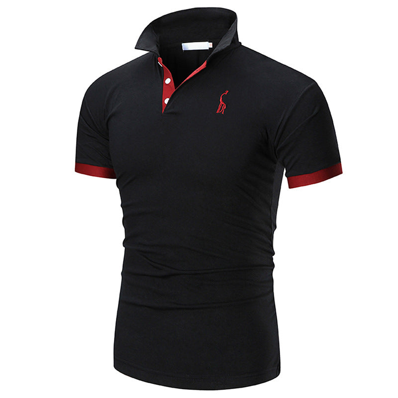 Men's Summer Large Size Embroidery Logo Slim Fit Business Casual Lapel Collar Polo Shirts Golf Shirt