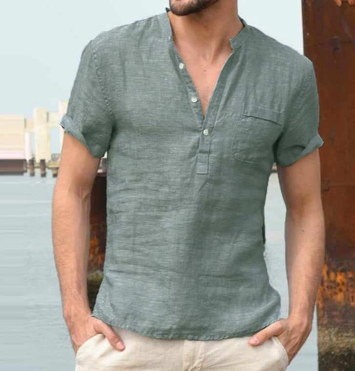 Short-sleeved T-shirt Cotton And Linen Casual Men's T-shirt