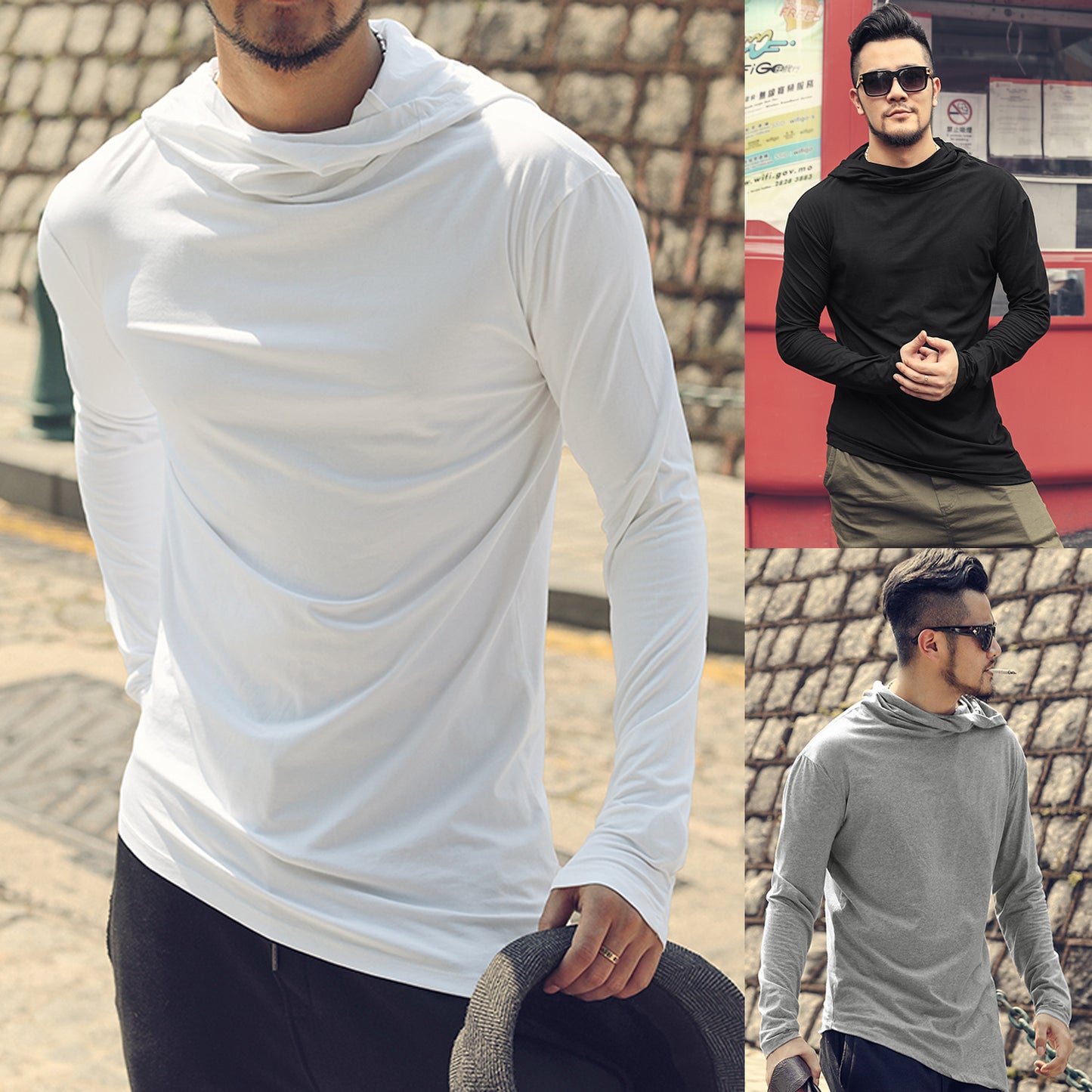 Men's Long Sleeves Solid Casual T-Shirt