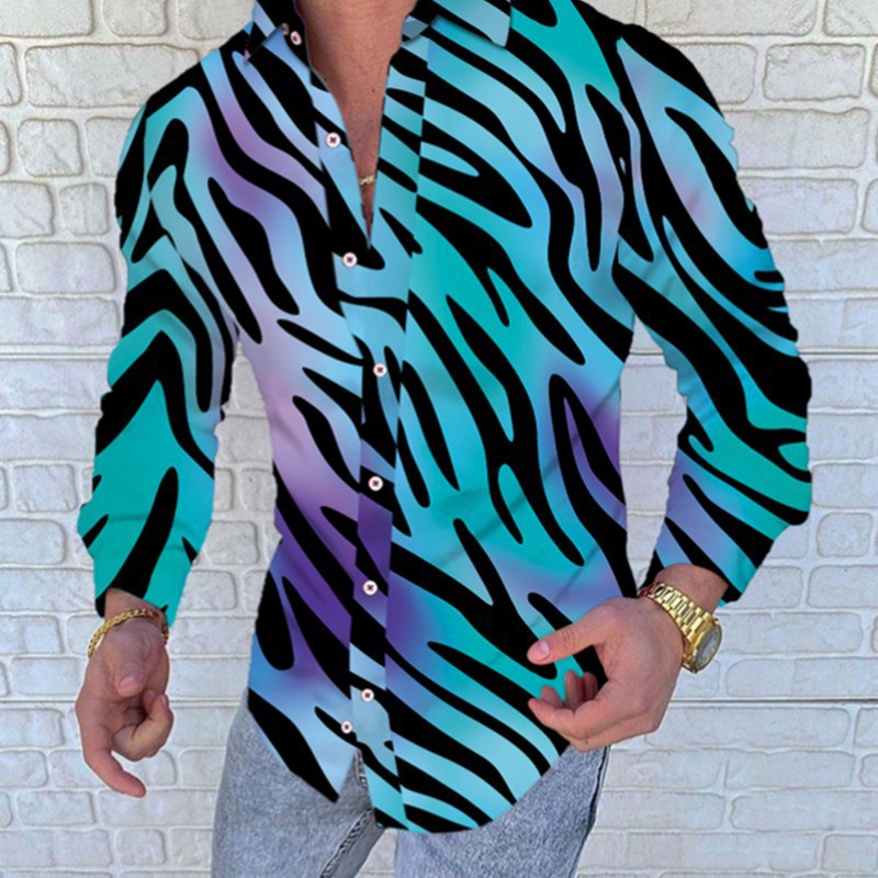 Men's Printed Casual Slim Long Sleeved Shirt