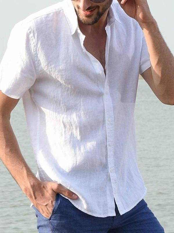 Mens Short Sleeves Simple Blouses&Shirts