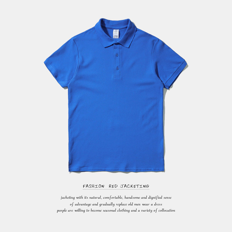 Men's Large Size Solid Color Loose Business Casual Lapel Collar Polo Shirts Golf Shirt