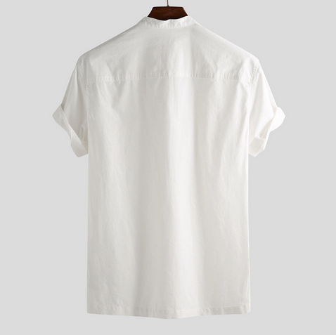 Men Solid Short Sleeves Roun-Neck Shirt