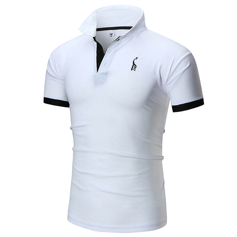 Men's Summer Large Size Embroidery Logo Slim Fit Business Casual Lapel Collar Polo Shirts Golf Shirt