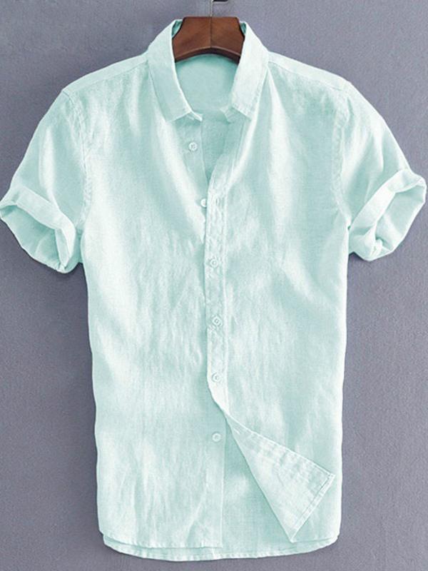 Mens Short Sleeves Simple Blouses&Shirts