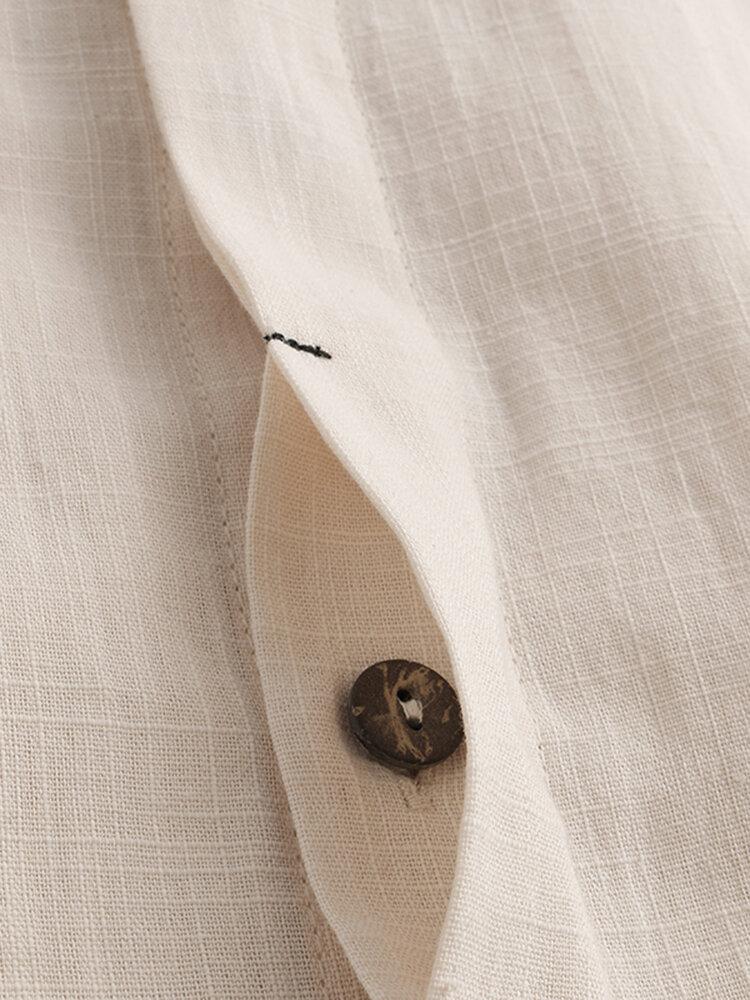 Men Hidden Button Short Sleeve Shirt