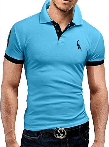 Men's Summer Large Size Embroidery Logo Slim Fit Business Casual Lapel Collar Polo Shirts Golf Shirt