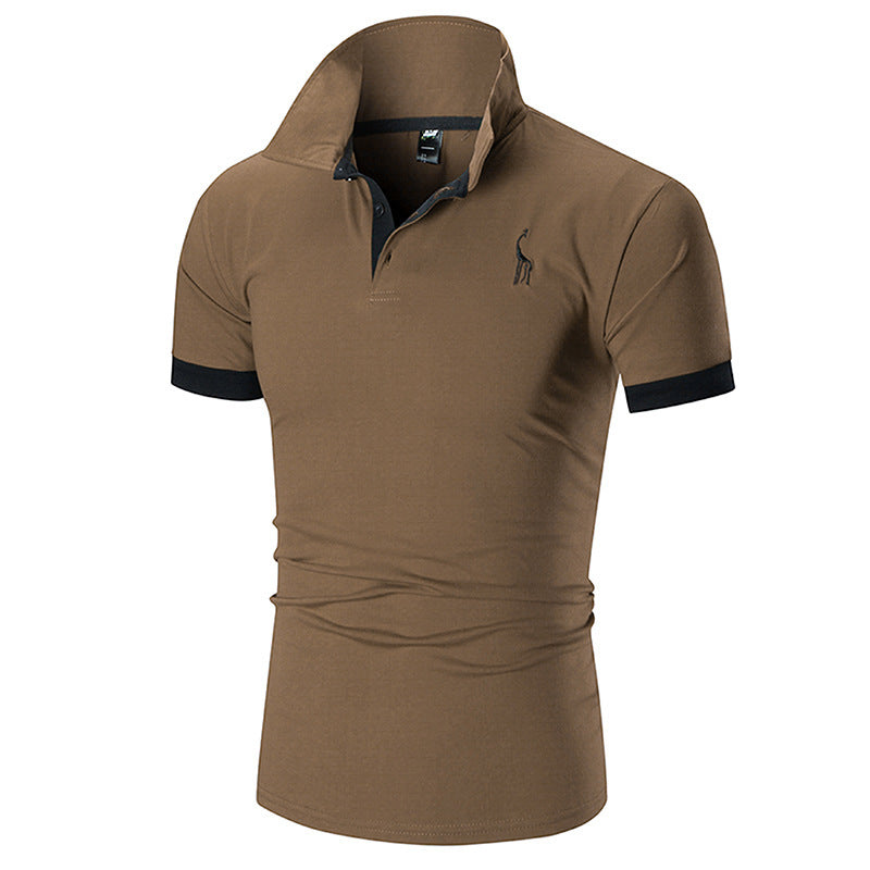 Men's Summer Large Size Embroidery Logo Slim Fit Business Casual Lapel Collar Polo Shirts Golf Shirt