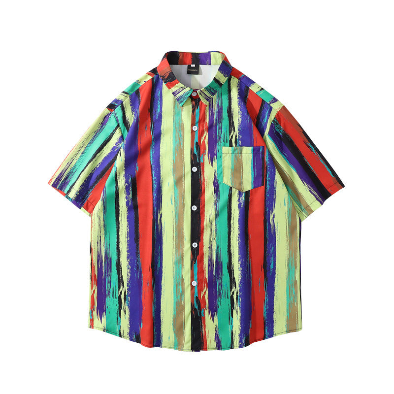 Rainbow Brushed Striped Short Sleeve Shirt