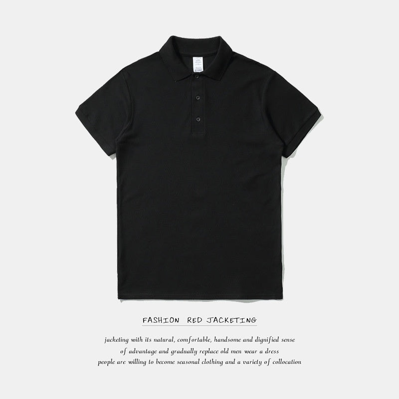 Men's Large Size Solid Color Loose Business Casual Lapel Collar Polo Shirts Golf Shirt