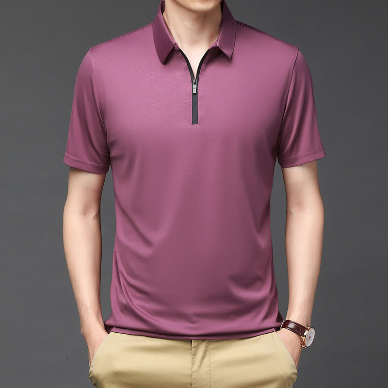 Man's Polo Shirts Short Sleeve Shirt T-Shirt Ice silk zipper