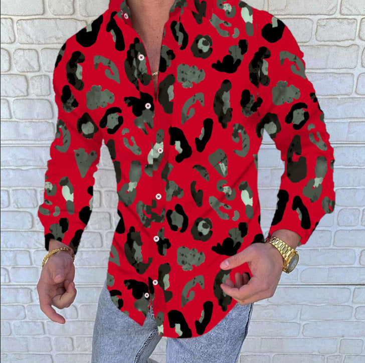 Men's Printed Casual Slim Long Sleeved Shirt