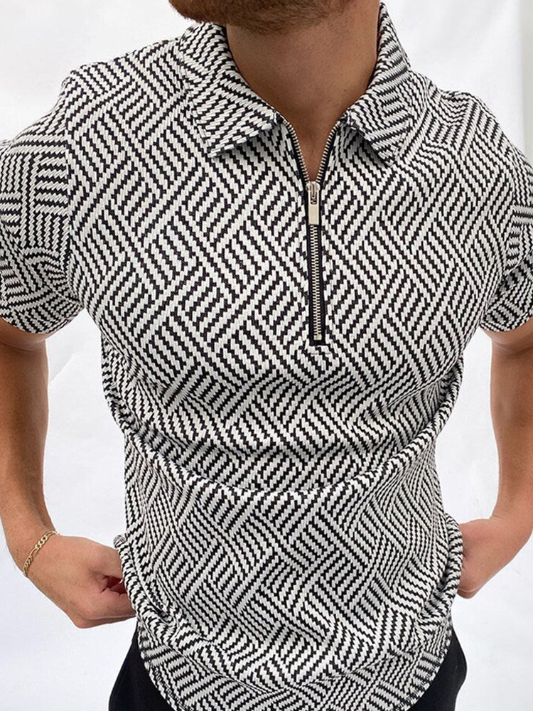 Men's Summer Large Size Splicing Slim Fit Business Casual Lapel Collar Polo Shirts Golf Shirt
