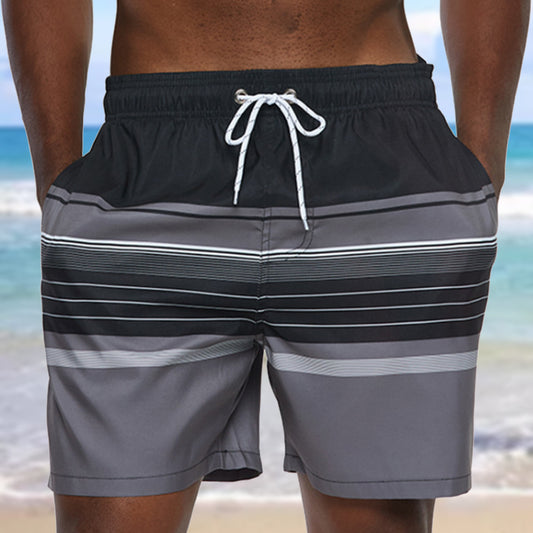 2021 New Daily Casual Striped Thin Straight Sports Shorts Seaside Surfing Large Size Quarter Beach Shorts