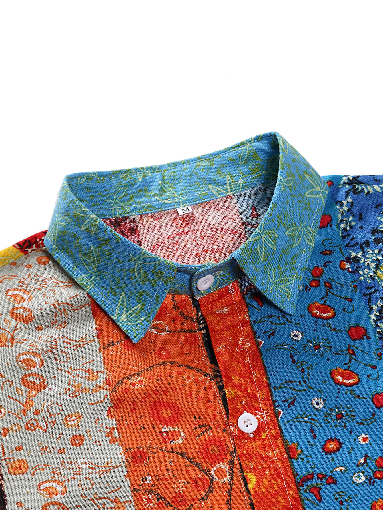 Men's cotton and linen breathable printing short sleeve