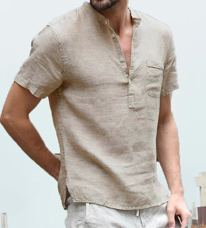 Short-sleeved T-shirt Cotton And Linen Casual Men's T-shirt