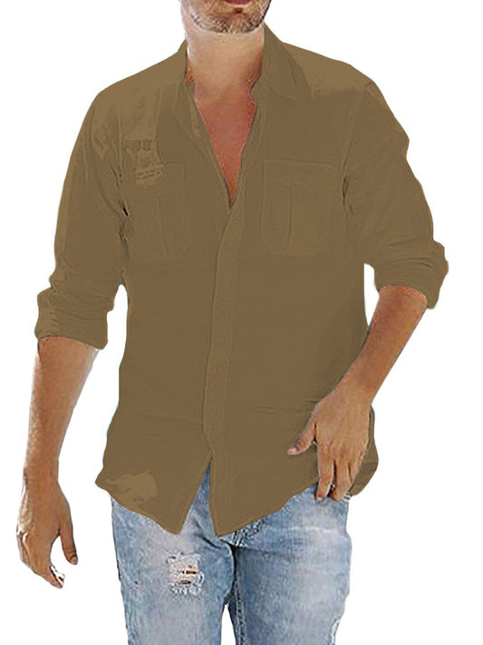 Men's Cotton Linen Pocket Loose Shirts