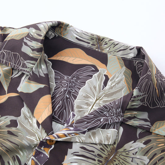 2021 new Hawaiian pattern summer beach short-sleeved men's printed shirt