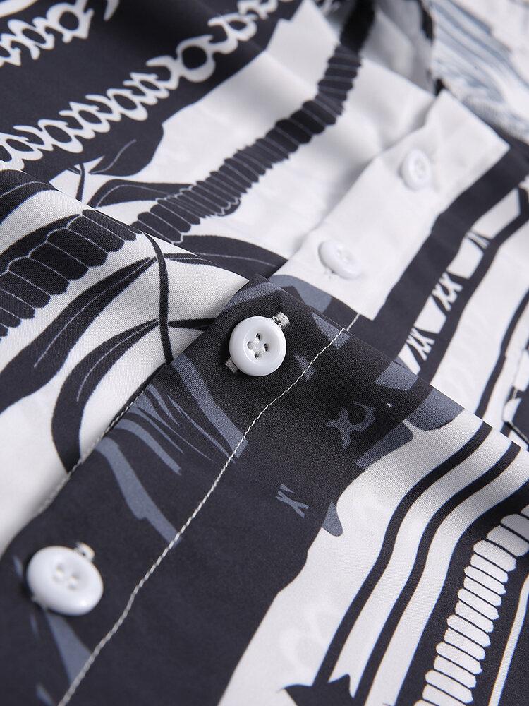 Mens Stripe Print Pocket Short Sleeve Shirts