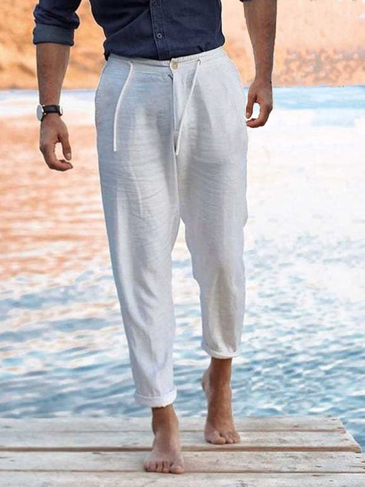 Casual loose linen trousers men's home style