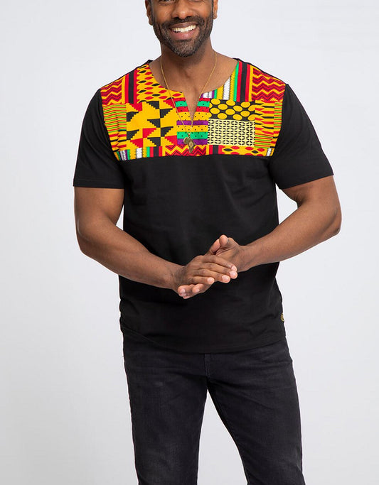 Men's ethnic short-sleeved printed loose T-shirt