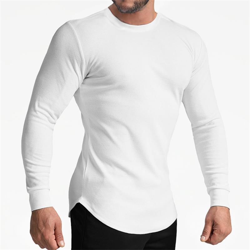 Men's Heavy Cotton Long Sleeve T-Shirt Beefy Long Sleeve Shirt Athletic Crew Top