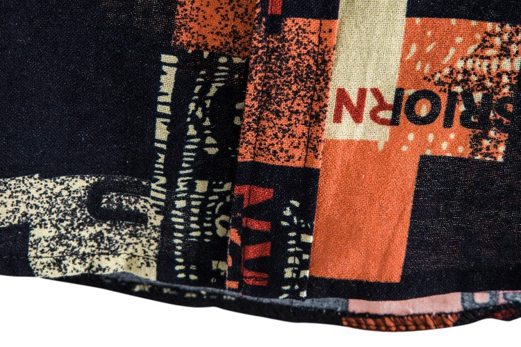Men's cotton and linen printed shirt