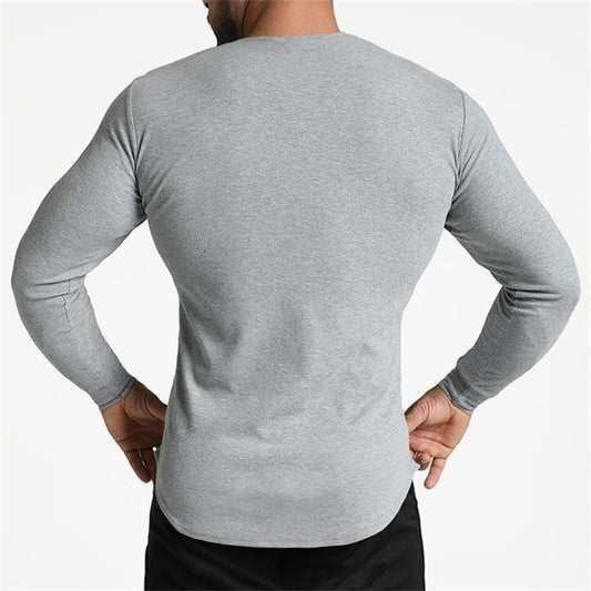 Men's Heavy Cotton Long Sleeve T-Shirt Beefy Long Sleeve Shirt Athletic Crew Top