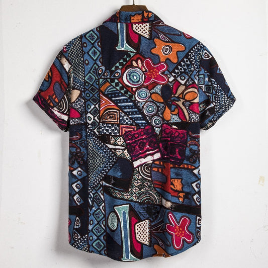 Men's stand collar printed shirt