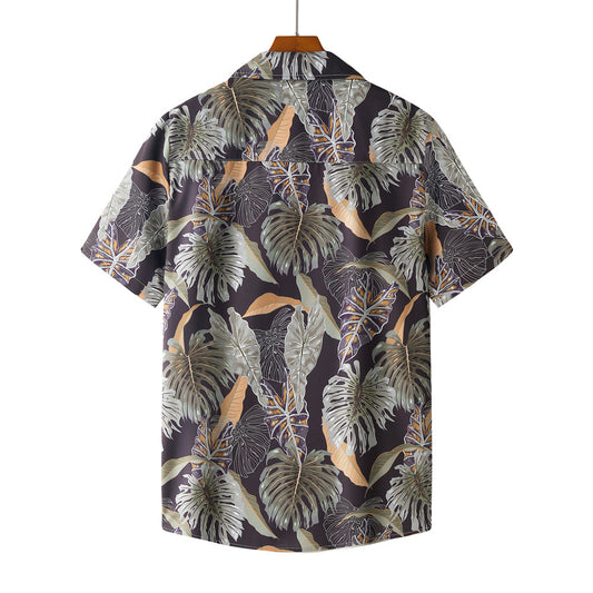 2021 new Hawaiian pattern summer beach short-sleeved men's printed shirt