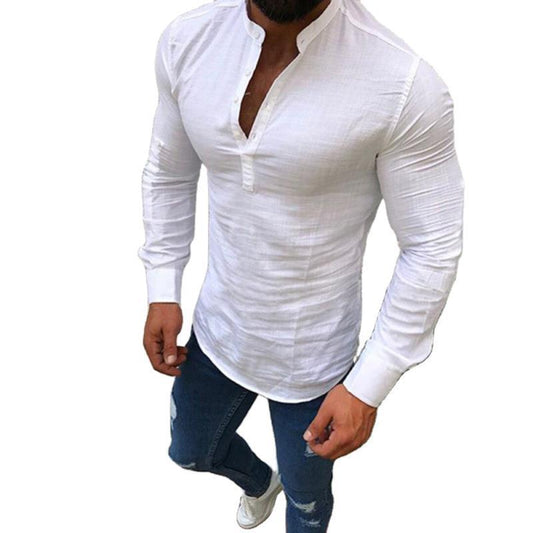 Men's Long Sleeve Round Neck Slim Fit Shirt