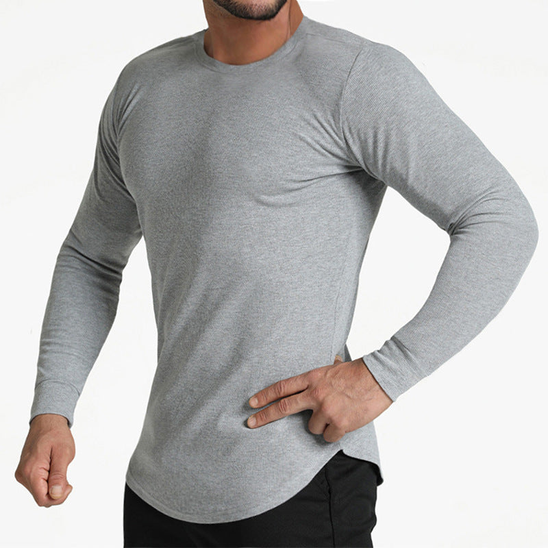 Men's Heavy Cotton Long Sleeve T-Shirt Beefy Long Sleeve Shirt Athletic Crew Top