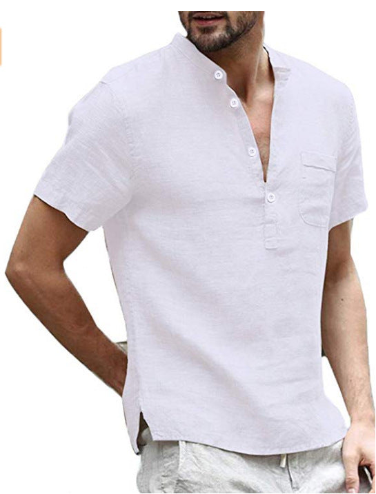 Short-sleeved T-shirt Cotton And Linen Casual Men's T-shirt