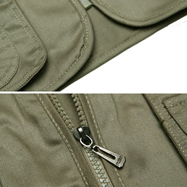 Cotton Multi Pockets Loose Fishing Outdoor Vest for Men