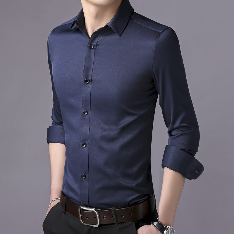 Men's Long Sleeve Dress Shirt Solid Slim Fit Casual Business Formal Button Up Shirts