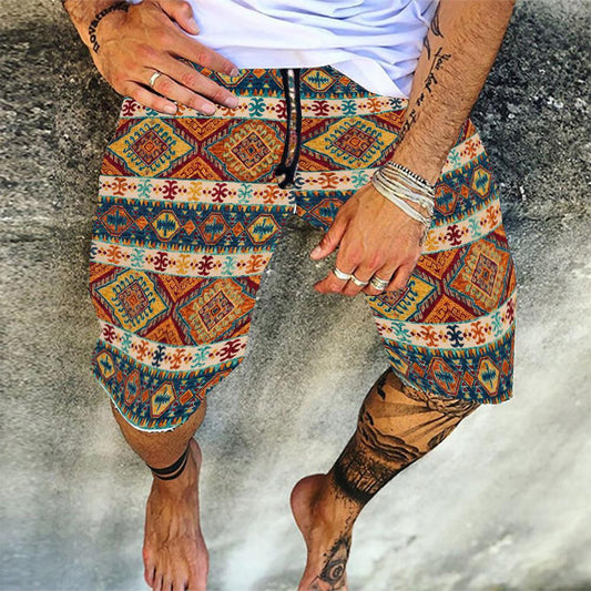 Colorful Pattern Print Shorts Beach Pants