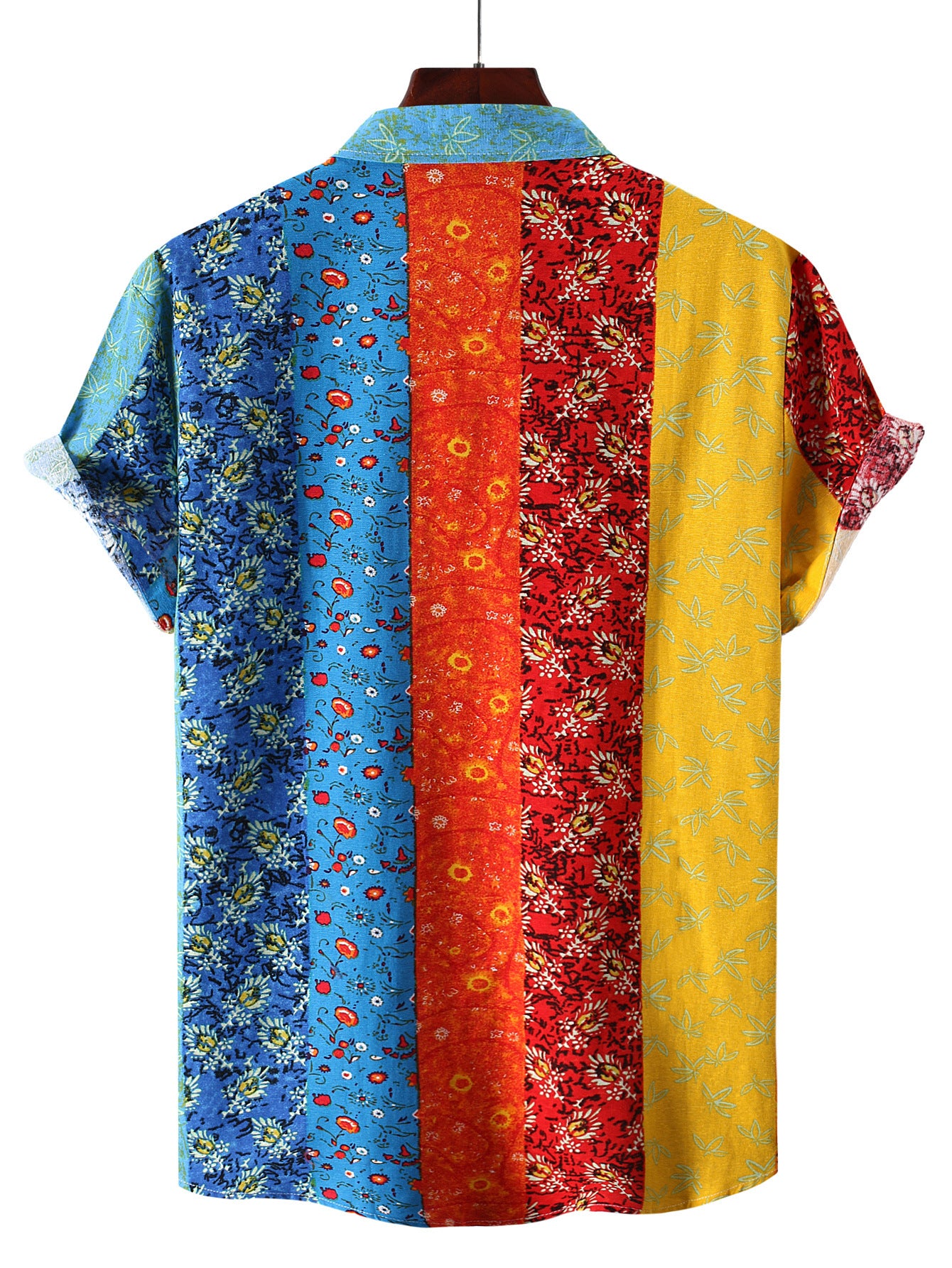 Men's cotton and linen breathable printing short sleeve